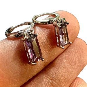 Amethyst Earrings Sterling Silver 925 Dangle Earrings for Women lab-created